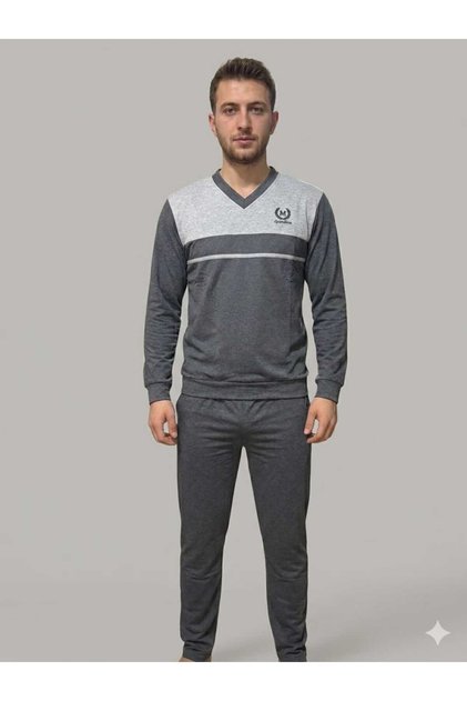 Men's V-Neck Long Sleeve Comfortable Pajama Set