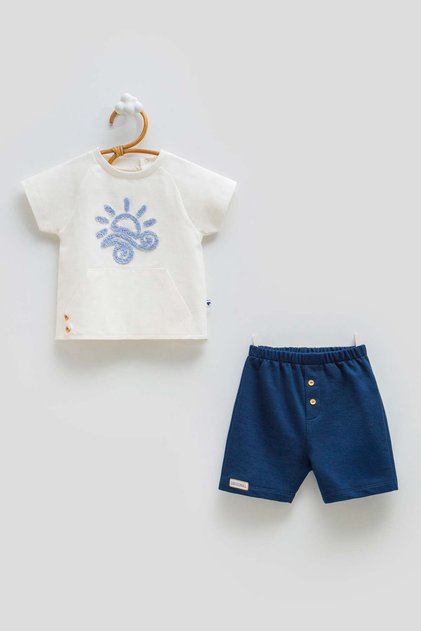 Baby Boy Sun Protection Shorts Set of 2 9-24 Months Dark Blue