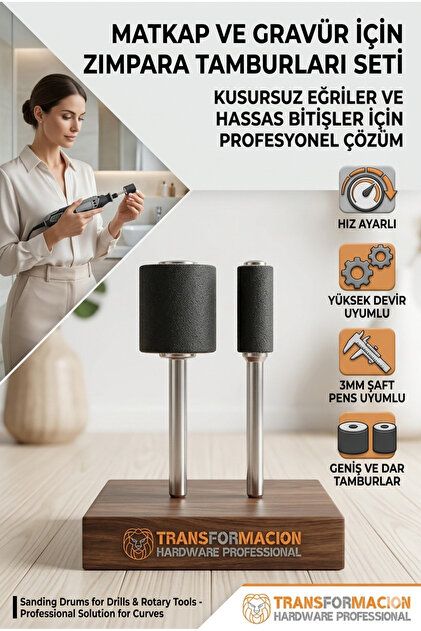 Transformacion 2 Lİ SET 6.35 VE 12.7 MM Zımpara Tamburu Seti