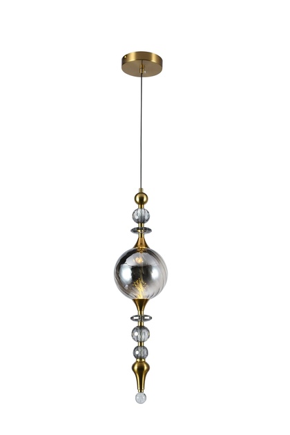 Modern Lighting, Single pendent, Light, Vintage glass Chrome pendent, Chrome Color, 15x60x150 cm, Suitable for bedroom, living room, kitchen, coffee shop, Adjustable height