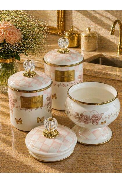 Enamel Jar Set 3-Piece Rosadora