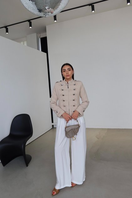 Button Detailed Jacket with Epaulettes