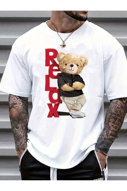 Keb 1. quality printed oversize t-shirt daily t-shirt trendy fashion and modern style style 100% organic cotton relaxed fit slit round neck