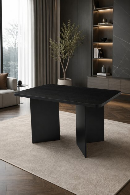 80x140 Yemek Masası (Sadece Masa) Wood Siyah Yemek ve Mutfak Masası Sabit Vera Model