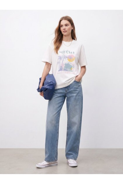 Miami Printed Relaxed White T-Shirt