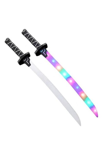 Играчка катана меч 67 см със светлини и звуци, многоцветни LED, сглобяеми от 2 части, детска играчка, произволни цветове