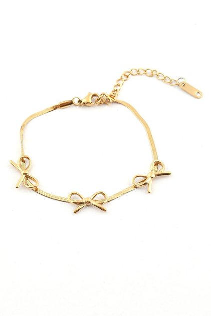 316 L Stainless Steel Ribbon Detail Gold Bracelet