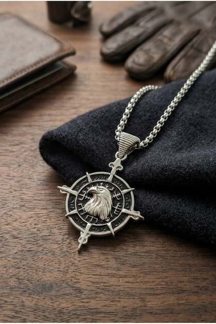 Minimalist Style Stainless Steel Men's Necklace with Eagle Figure