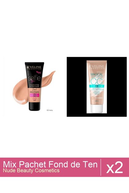 Set Mix 2 produse Fond De Ten: Eveline CCC Magical,53 ( medium beige ) , 30 ml, Fond de ten, Ev...