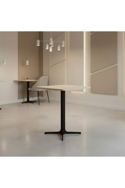 Square Café Table with a Modern Design and Elegant Wooden Touch