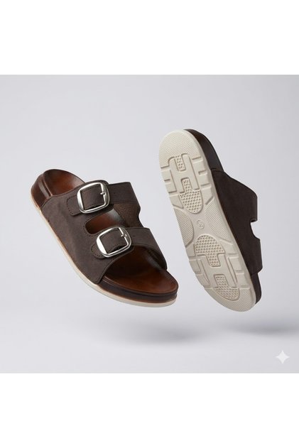 (Sooners) Double Buckle Daily Women's Slippers Brown