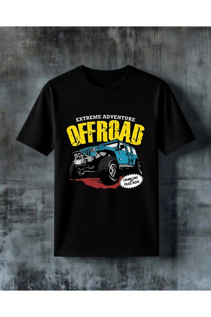 تي شيرت مطبوع عليه offroad jeep adventure مقاس كبير