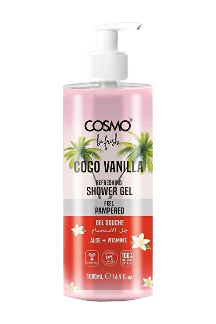 Be Fresh Cocoa Vanilla Shower Gel with Aloe & Vitamin E 1000ml, Moisturizing Body Wash