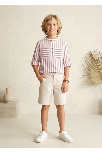 100% Cotton Red Striped Summer Boys' Shirt