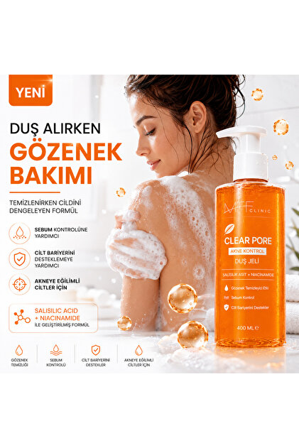 MFF CLİNİC Akne & Sivilce Karşıtı Duş Jeli – Gözenek Temizleyici