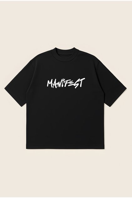 Manifest Printed Oversize Boxy Cut Unisex 100% Cotton Printed Tshirt | Streetwear