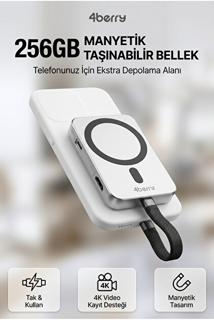 4 Berry 256GB NVMe SSD'li Telefon Uyumlu Manyetik Taşınabilir