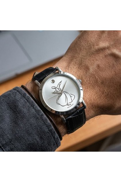 Black Corded Ferrucci Men's Wristwatch with Semazen Figure