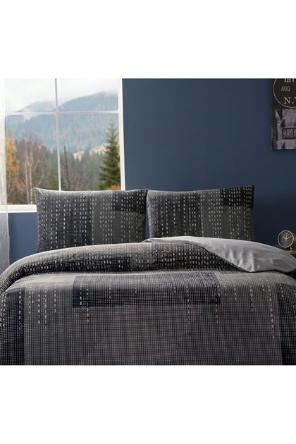 Double Cotton Duvet Cover Set Mirzae Anthracite Young Fashion Ranforce Cotton