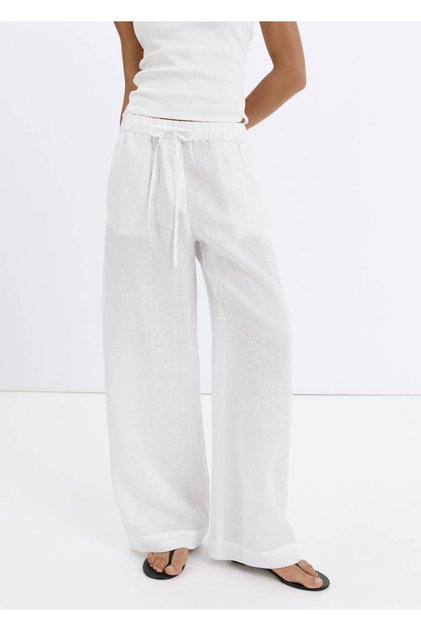Keten wide leg pantolon