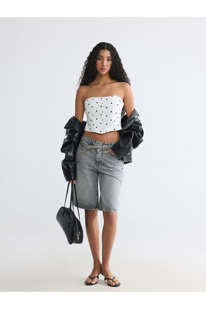 XSIDE Bermuda Fit Kadın Jean Şortolon