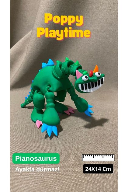 Pianosaurus Poppy Playtime Flexy Oynar Eklemli Piyano Dişli Dinazor Figürü 14x24 Cm