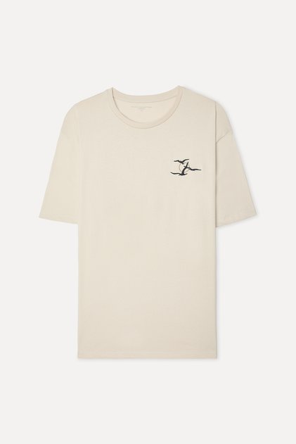 Men's Stone Color Printed Comfort Fit Crew Neck T-Shirt