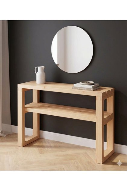 Naturel Ladin Ahşap Dresuar Raflı Casual Dekoratif