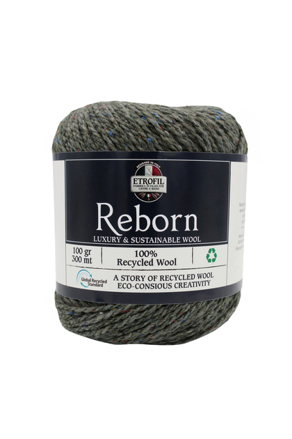 Reborn Knitting Yarn Dark Green 100% Recycled Wool 100g 300m (74348)