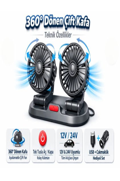 Lada Samara 1987-1997 Çiftli Vantilatör 360 Dönerli Çakmaklık Ve Usb Girişli Fan