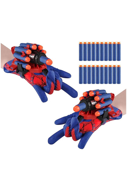 (cs3x2)Spider Gloves Web Shooter Toy, Spider Kids Plastic Cosplay Launcher Glove, Spider Hero Wrist Launcher Gift for Birthday-2 Packs