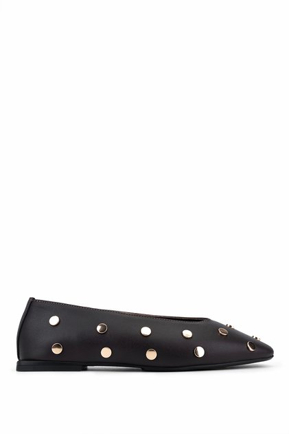 Women's Genuine Leather Brown Ballerina Shoes