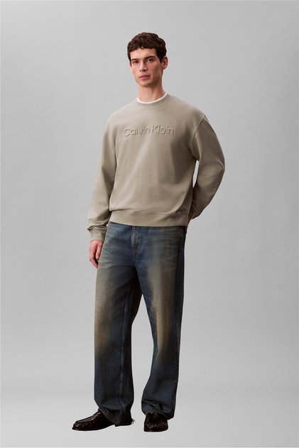 Eu Sportswear Graphi Erkek Bisiklet Yaka Sweatshirt Bej