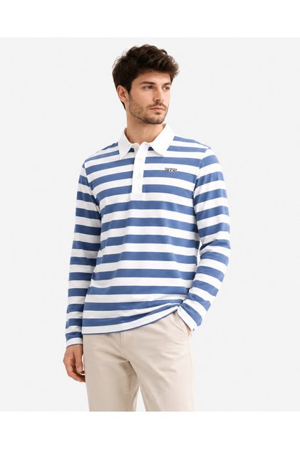 Erkek Çizgili Polo Yaka Uzun Kollu T-shirt