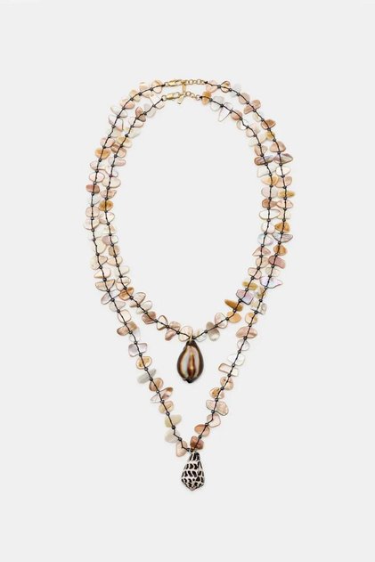 Brand Model Pearlescent Seashells Necklace Set