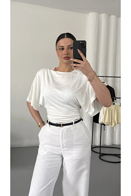 nona butik Lumia Salaş Crop - Beyaz - Fiyatı, Yorumları