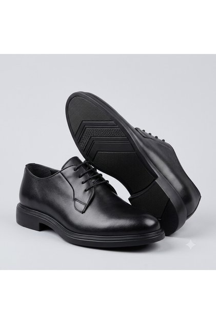 (Forex) Inside and Outside Genuine Leather Eva Lightweight Sole Calcic Men's Shoes Black