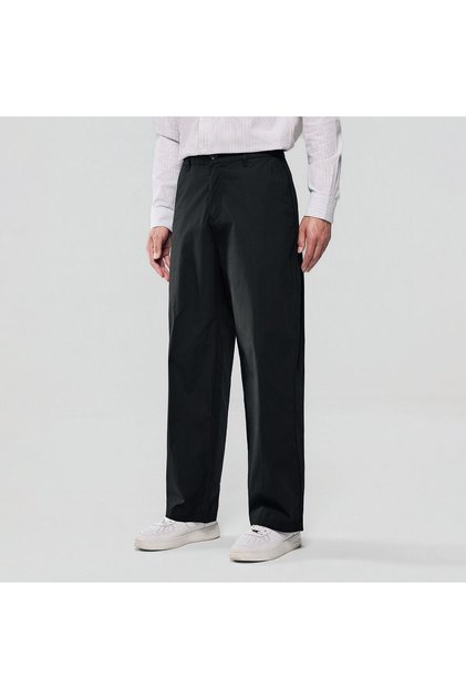 Men Loose Straight Cotton Poplin Khakis