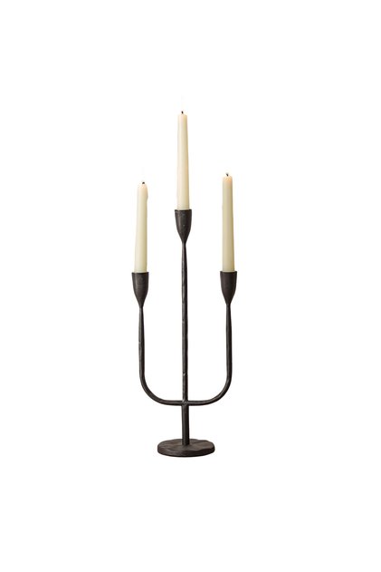 Suport decorativ pentru lumânări candelabru cu trei brațe elegant negru 43 cm