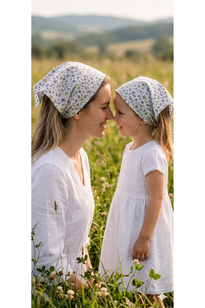 Mother and Daughter Combined Hair Band Set Summer Product 100% Cotton Poplin Fabric (Mother and Daughter Price Is for Two)