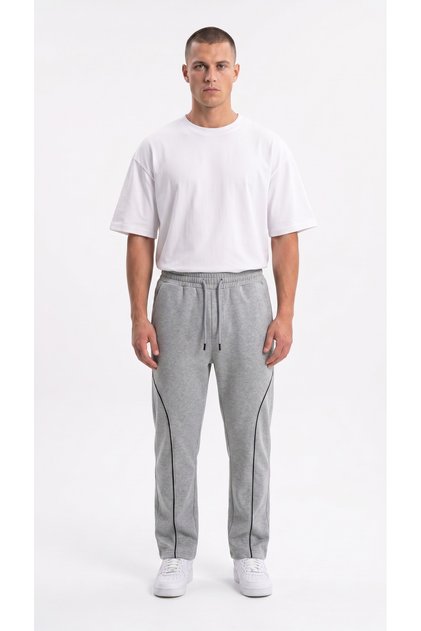 Men's Gray Color Baggy Ribbed Wide Leg Comfortable Fit Sweatpants