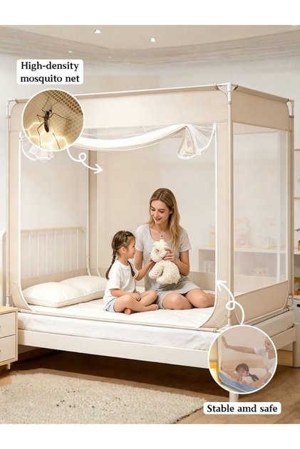 A large space mosquito net for families, keeps out mosquitoes, prevents kids from falling off the bed, protects children