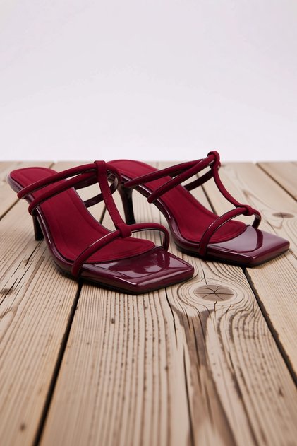 Women's Thin Heeled Square Toe Banded Faux Leather Shoes Medium Heel Day Night Daily Comfortable Modern