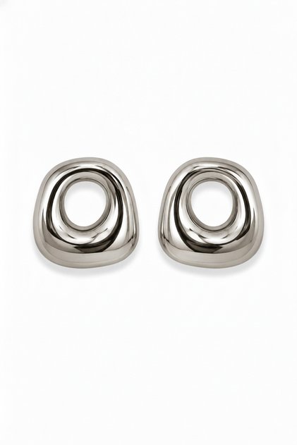 Modern White Color Oval Hollowed Hoop Brass Women Earrings