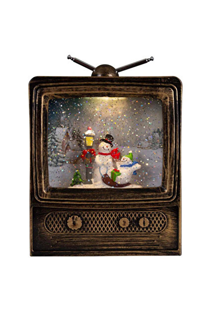 Glob de zapada TV retro cu lumini LED si muzica de Craciun