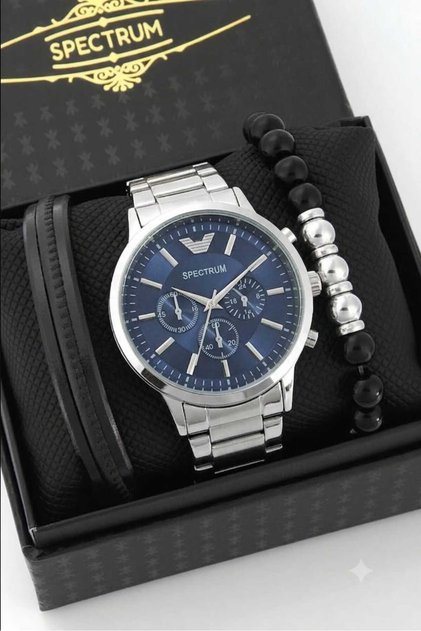 Spectrum Metal Cord Men's Wristwatch with Bracelet Combination and Special Box