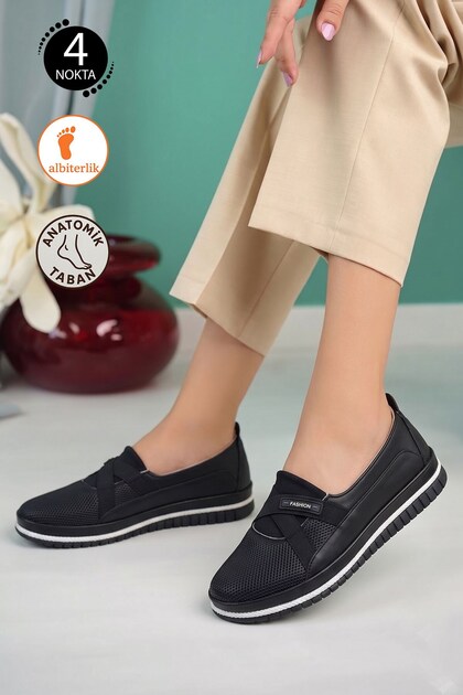 Women's 4-Point Buckle Detail Anatomical Non-Slip Sole Comfortable Lightweight Casual Shoes Mother Shoes