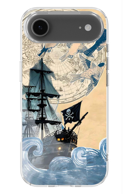 iPhone 17 Air Compatible Pirate Ship Patterned Transparent Phone Case