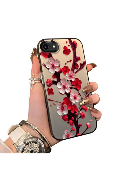 iPhone 7 Compatible Silicone Edge Hard Back Case Couple Phone Case with Floral Pattern