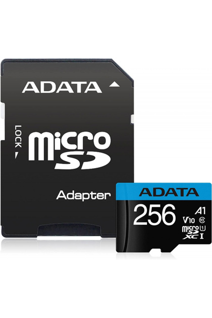 Премиер microSDXC карта памет, 256ГБ, Клас 10/ UHS-1 U1, с адаптер AUSDX256GUICL10A1-RA1